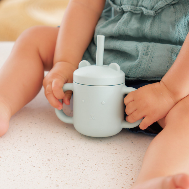 Annabel Trends Mini Sippi Bear with Handle Moss Lifestyle | Merchants Homewares