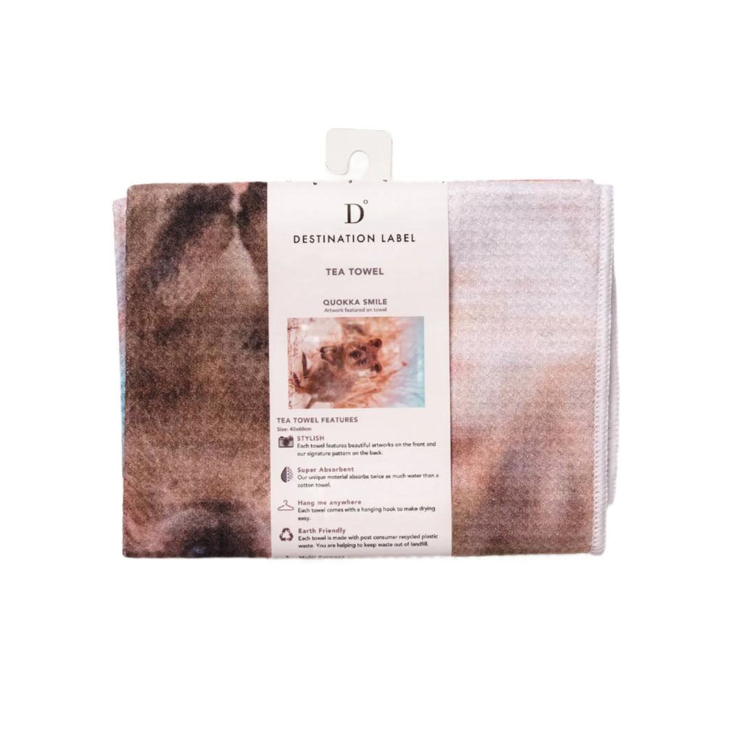 Destination Label Tea Towel Quokka Smile | Merchants Homewares