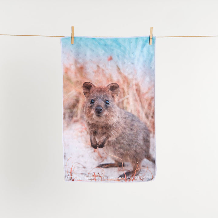 Destination Label Tea Towel Quokka Smile Open | Merchants Homewares