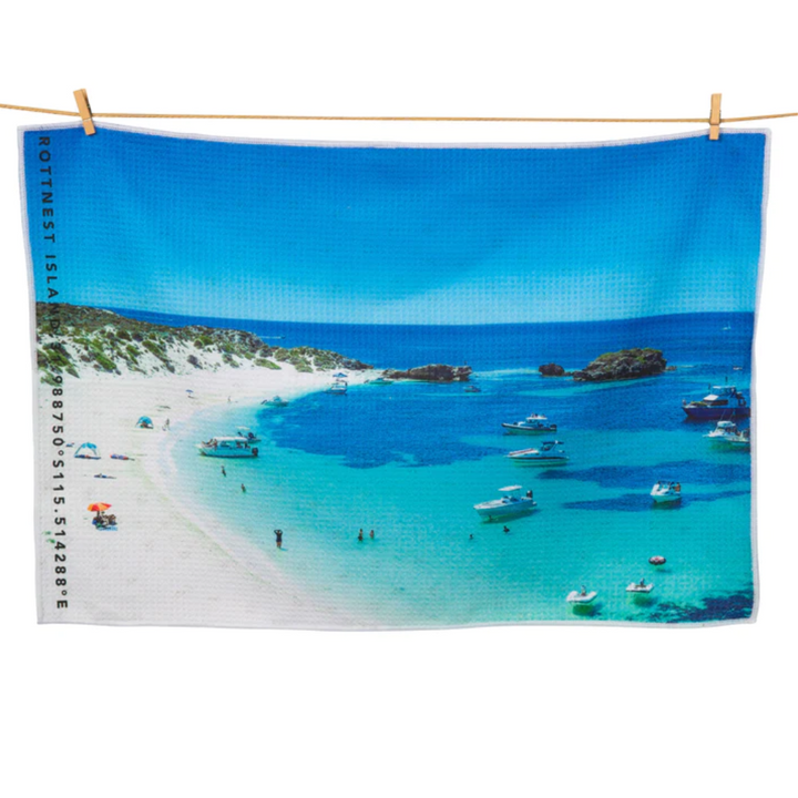 Destination Label Tea Towel Rotto Carpark Open | Merchants Homewares