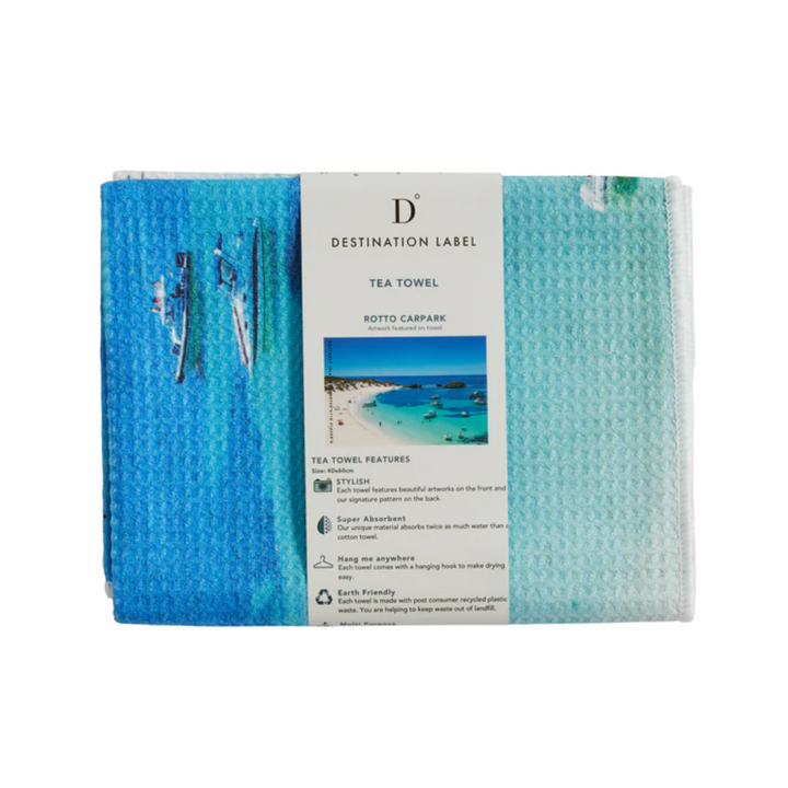 Destination Label Tea Towel Rotto Carpark Packaged | Merchants Homewares