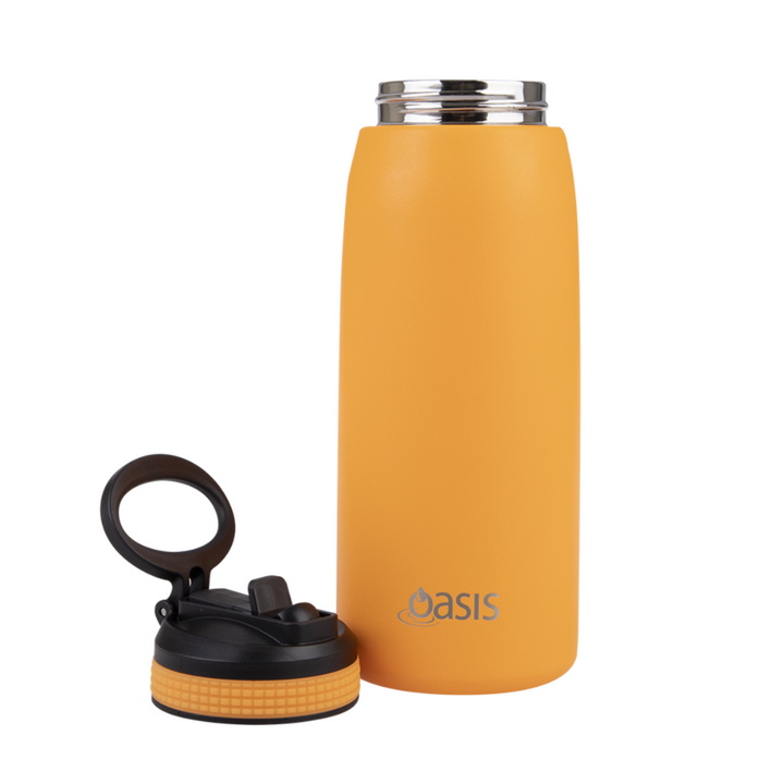 Donaldson Enterprises Oasis Insulated Sports Bottle With Sipper 780ml Neon Orange Open With Lid | Merchants Homewares