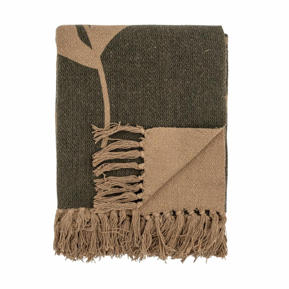 French Bazaar Bloomingville Geneva Throw Green Recycled Cotton | Merchants Homewares