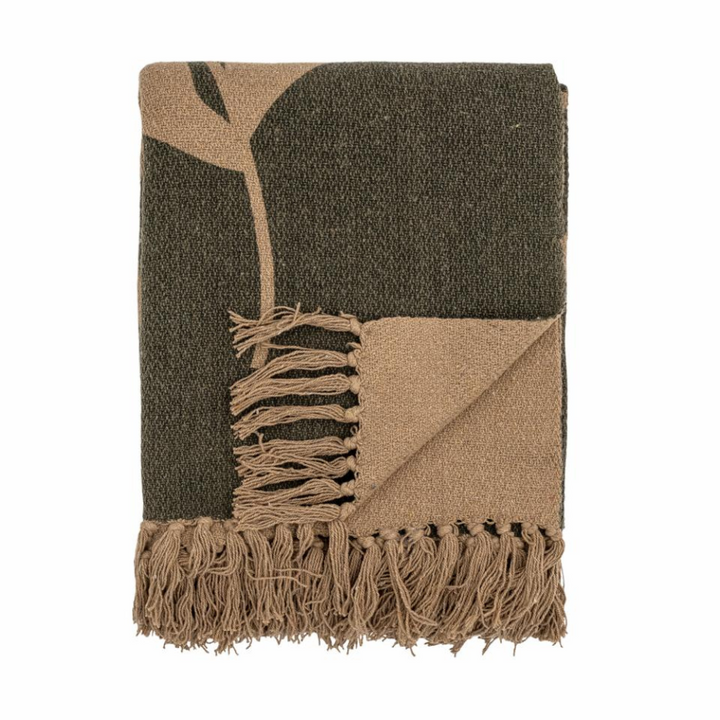 French Bazaar Bloomingville Geneva Throw Green Recycled Cotton | Merchants Homewares