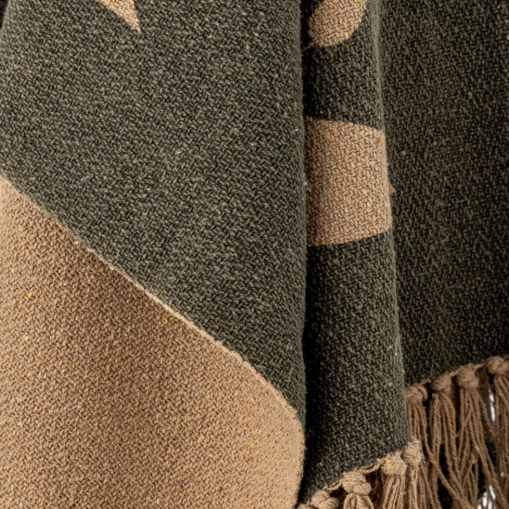 French Bazaar Bloomingville Geneva Throw Green Recycled Cotton Close Up | Merchants Homewares