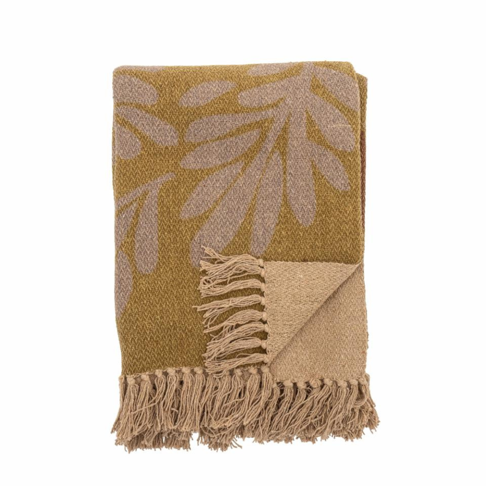 French Bazaar Bloomingville Lark Throw Yellow Recycled Cotton | Merchants Homewares