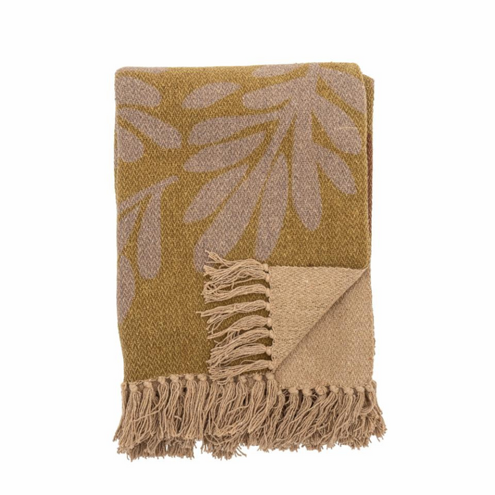 French Bazaar Bloomingville Lark Throw Yellow Recycled Cotton | Merchants Homewares