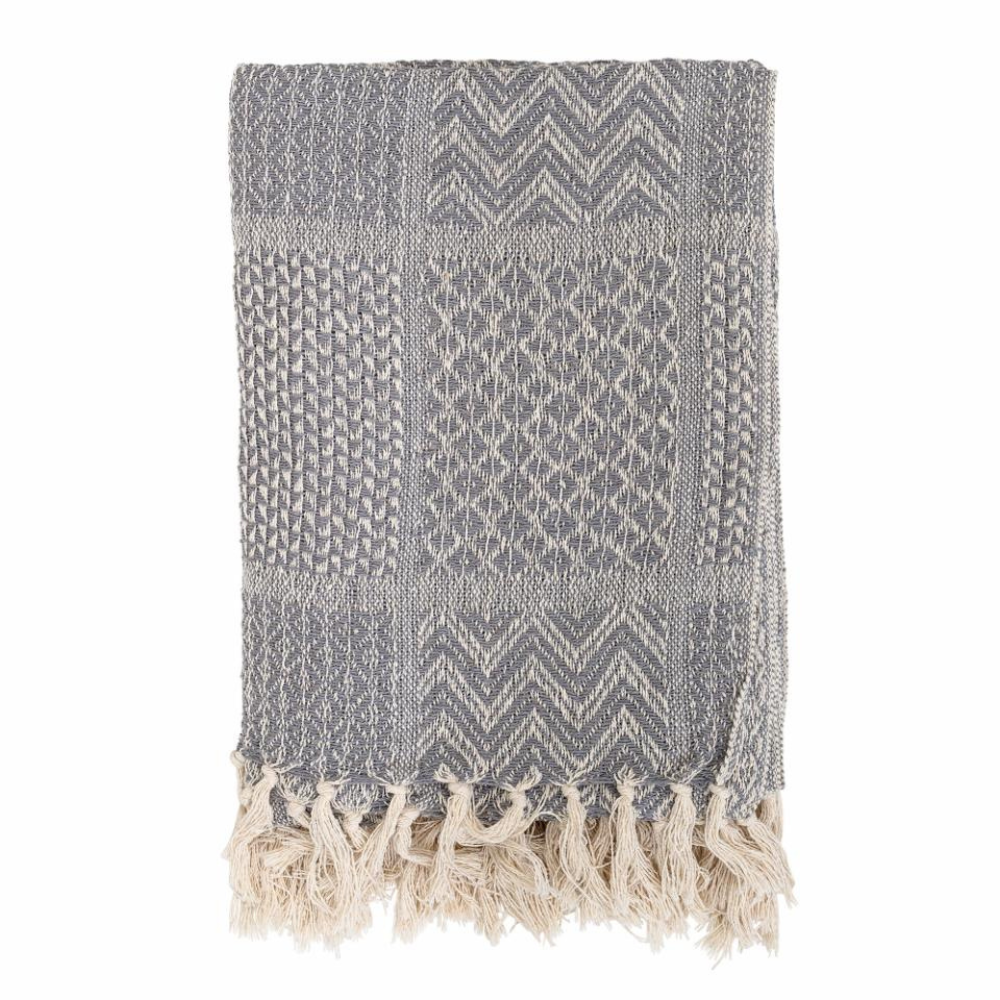 French Bazaar Bloomingville Rodion Throw Grey Recycled Cotton | Merchants Homewares