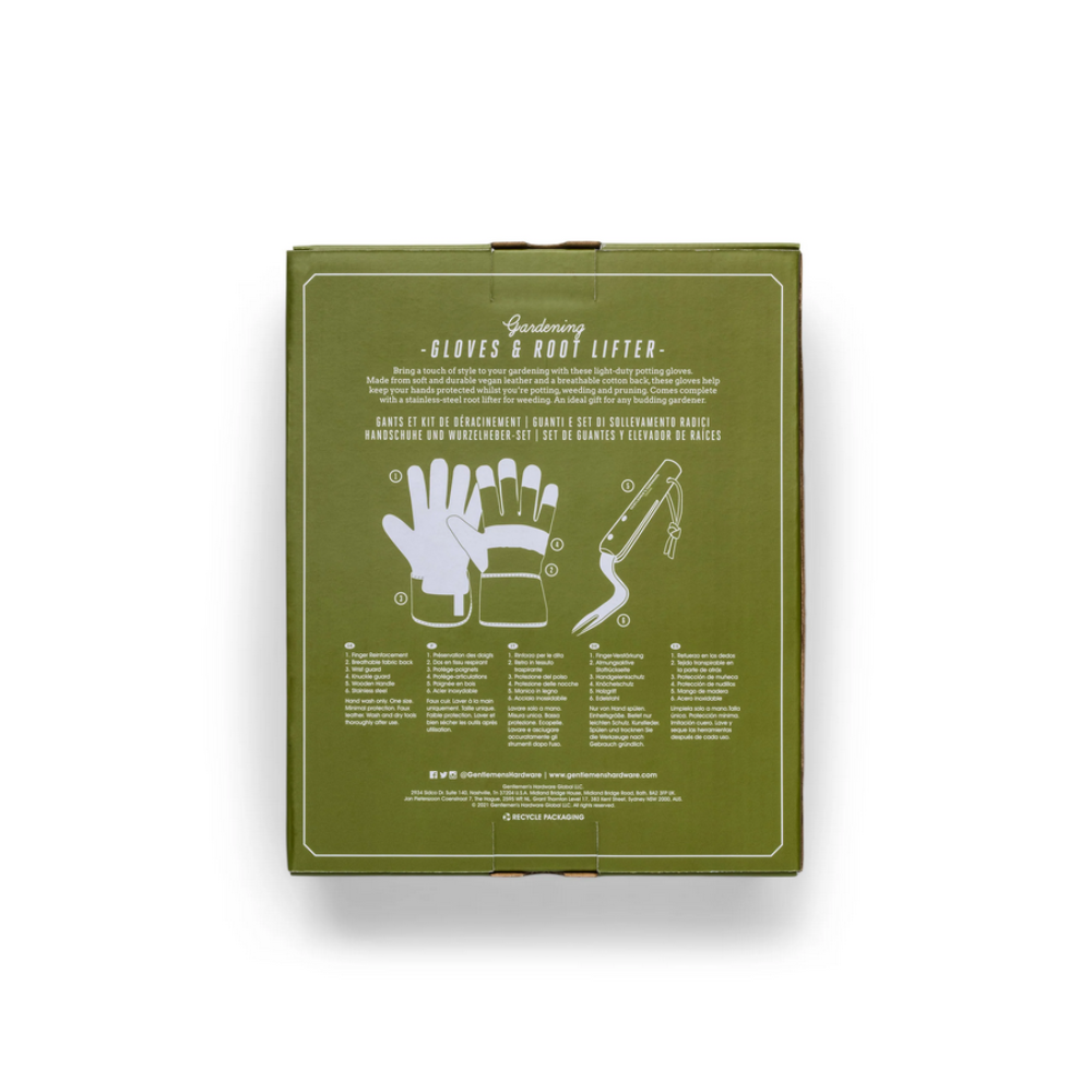 Gentlemen's Hardware Gloves & Root Lifter Packaged Back | Merchants Homewares