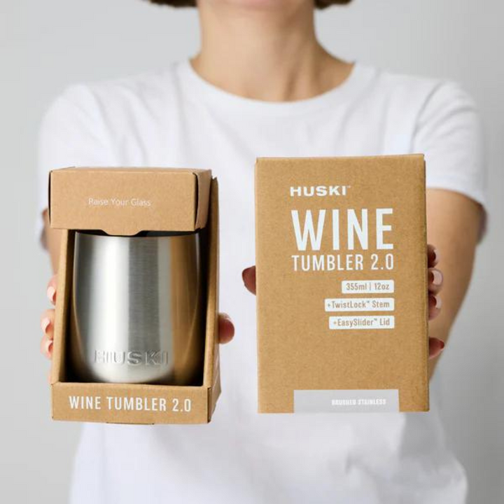 Huski Wine Tumbler 2.0 Brushed Stainless Lifestyle | Merchants Homewares