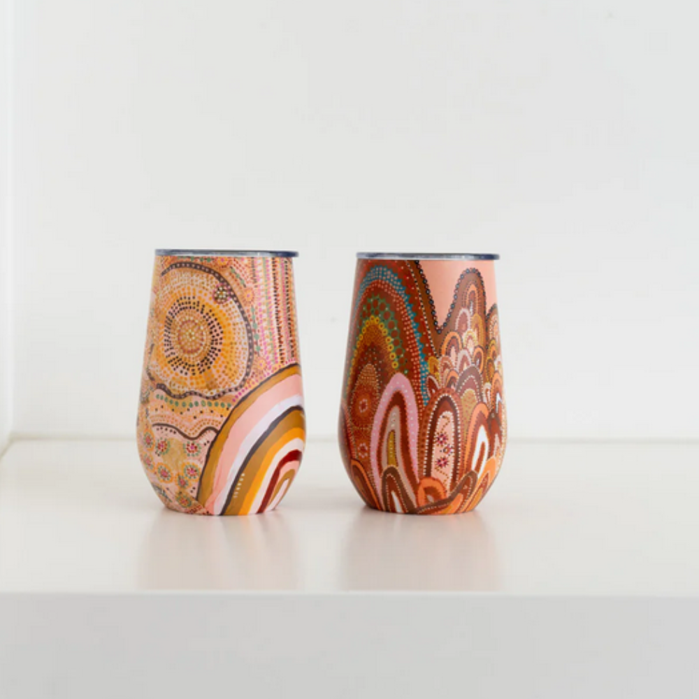 Koh Living Stainless Steel Travel Mug Aboriginal Journeys In The Sun Lifestyle | Merchants Homewares