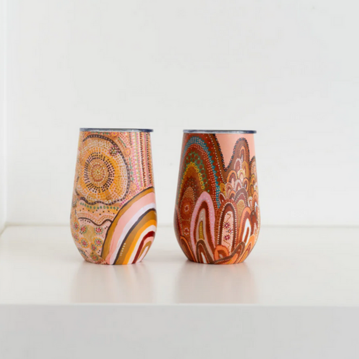 Koh Living Stainless Steel Travel Mug Aboriginal Journeys In The Sun Lifestyle | Merchants Homewares