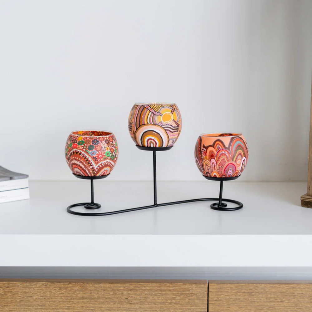 Koh Living Tealight Holder Aboriginal Together Again Lifestyle | Merchants Homewares