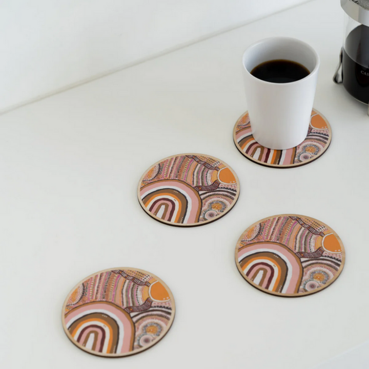 Koh Living Wooden Coaster 4 Pack Journeys In The Sun Lifestyle | Merchants Homewares