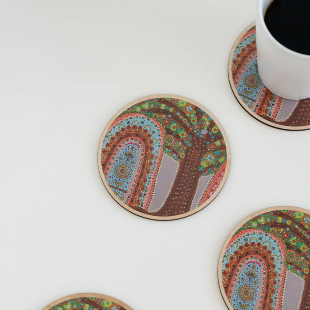 Koh Living Wooden Coaster 4 Pack Tree of Life Lifestyle | Merchants Homewares