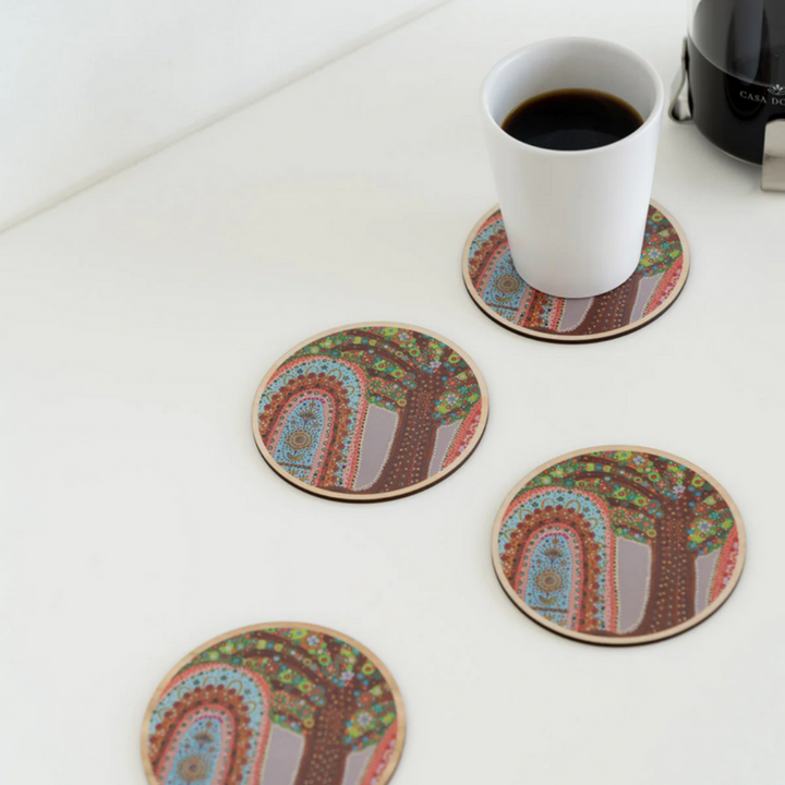 Koh Living Wooden Coaster 4 Pack Tree of Life Lifestyle | Merchants Homewares
