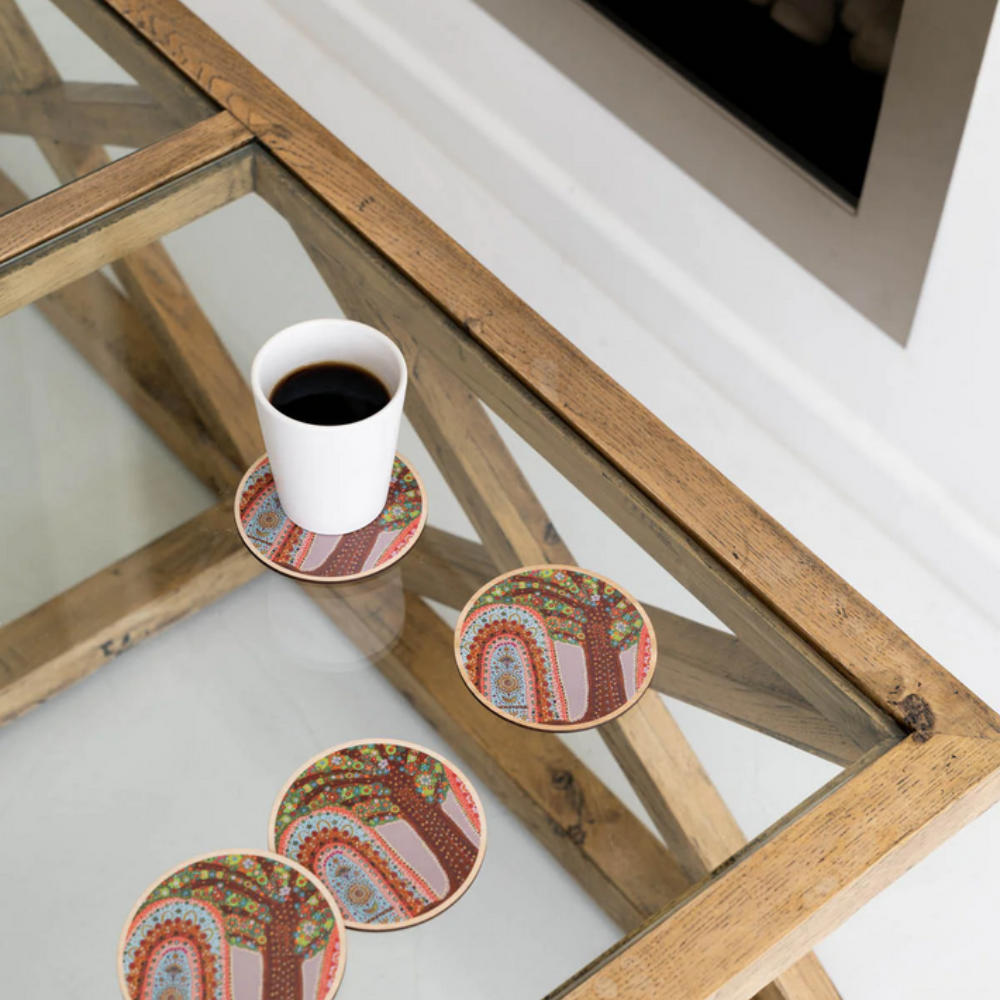 Koh Living Wooden Coaster 4 Pack Tree of Life Lifestyle | Merchants Homewares