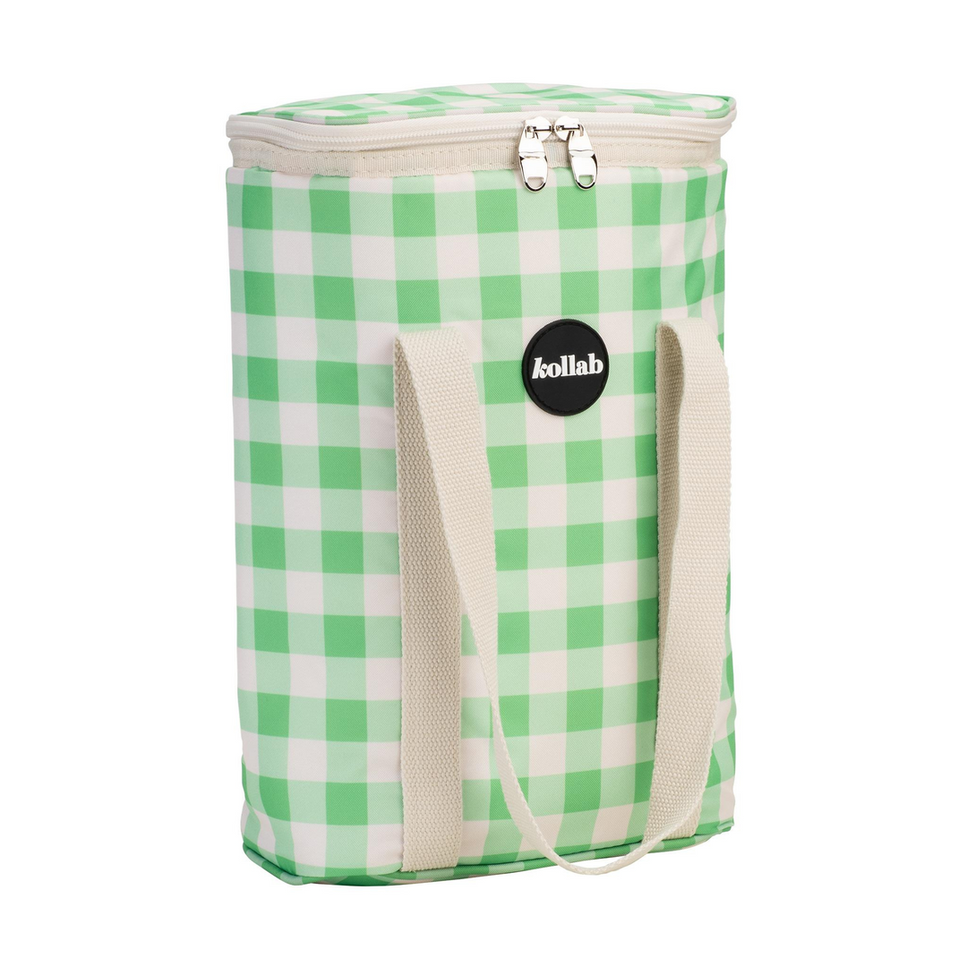 Kollab Holiday Wine Cooler Bag Kelly Green Check | Merchants Homewares