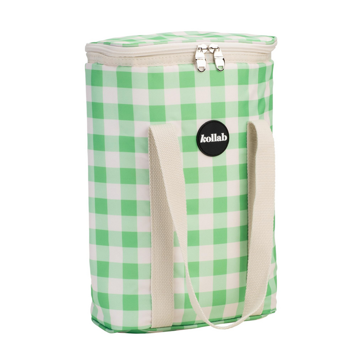 Kollab Holiday Wine Cooler Bag Kelly Green Check | Merchants Homewares