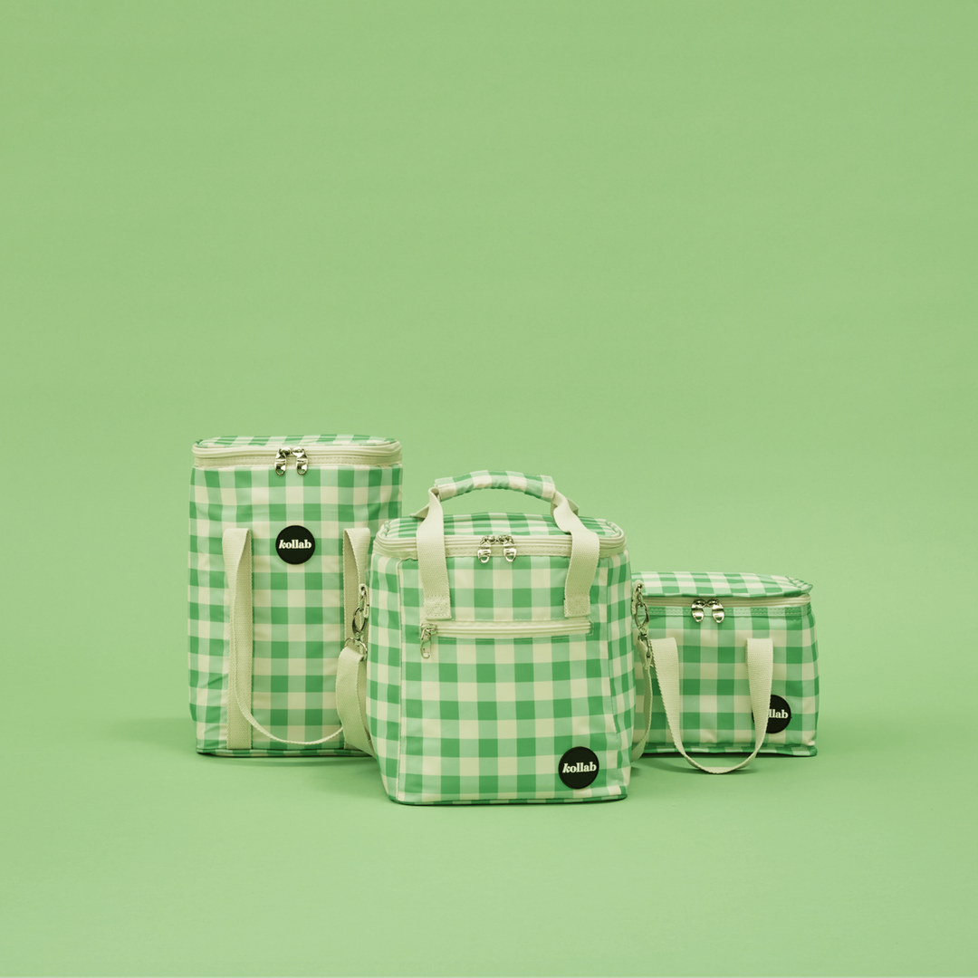 Kollab Holiday Wine Cooler Bag Kelly Green Check Lifestyle | Merchants Homewares