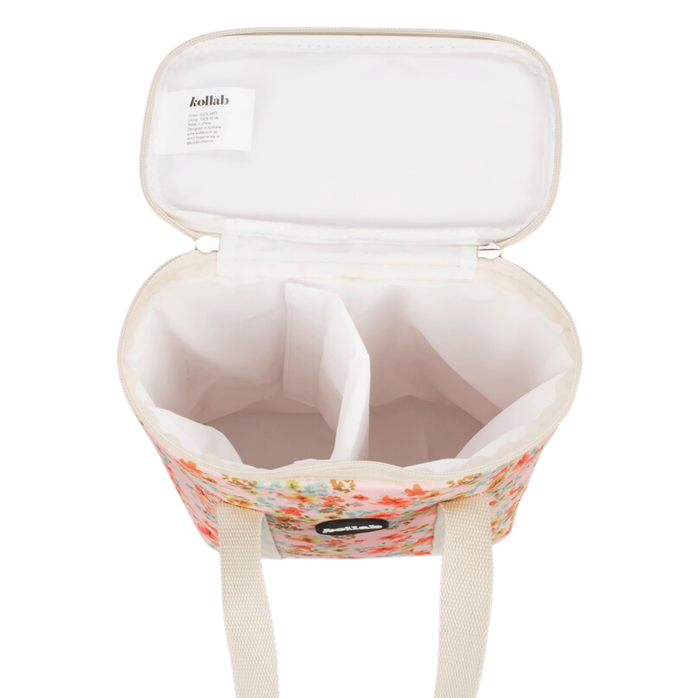 Kollab Holiday Wine Cooler Bag Blush Meadows Open | Merchants Homewares
