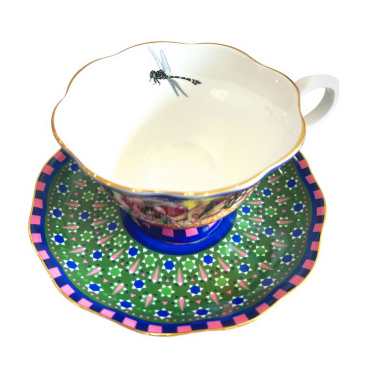 LaLa Land Good Evening Teacup And Saucer Internal Cup With Dragonfly Detail  | Merchants Homewares