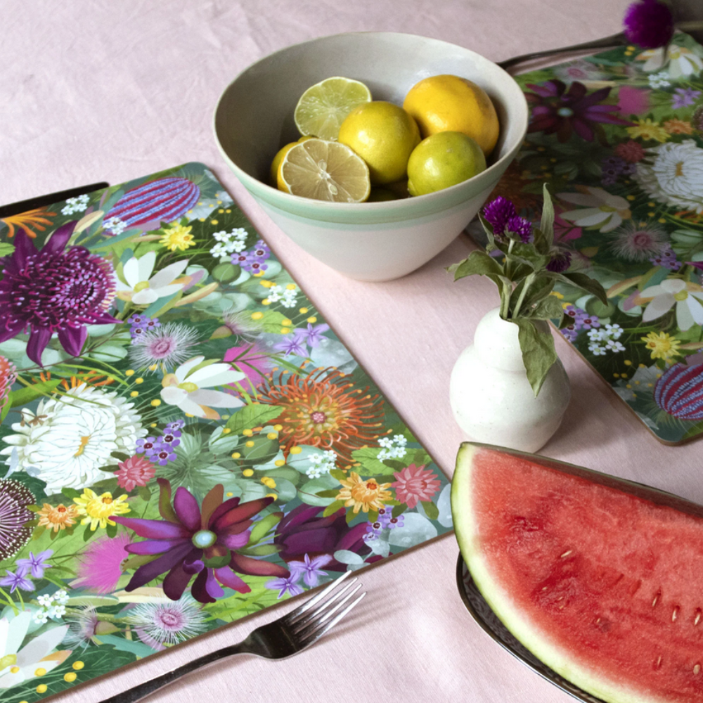 La La Land Set of 4 Placemats Bush Blooms Lifestyle | Merchants Homewares