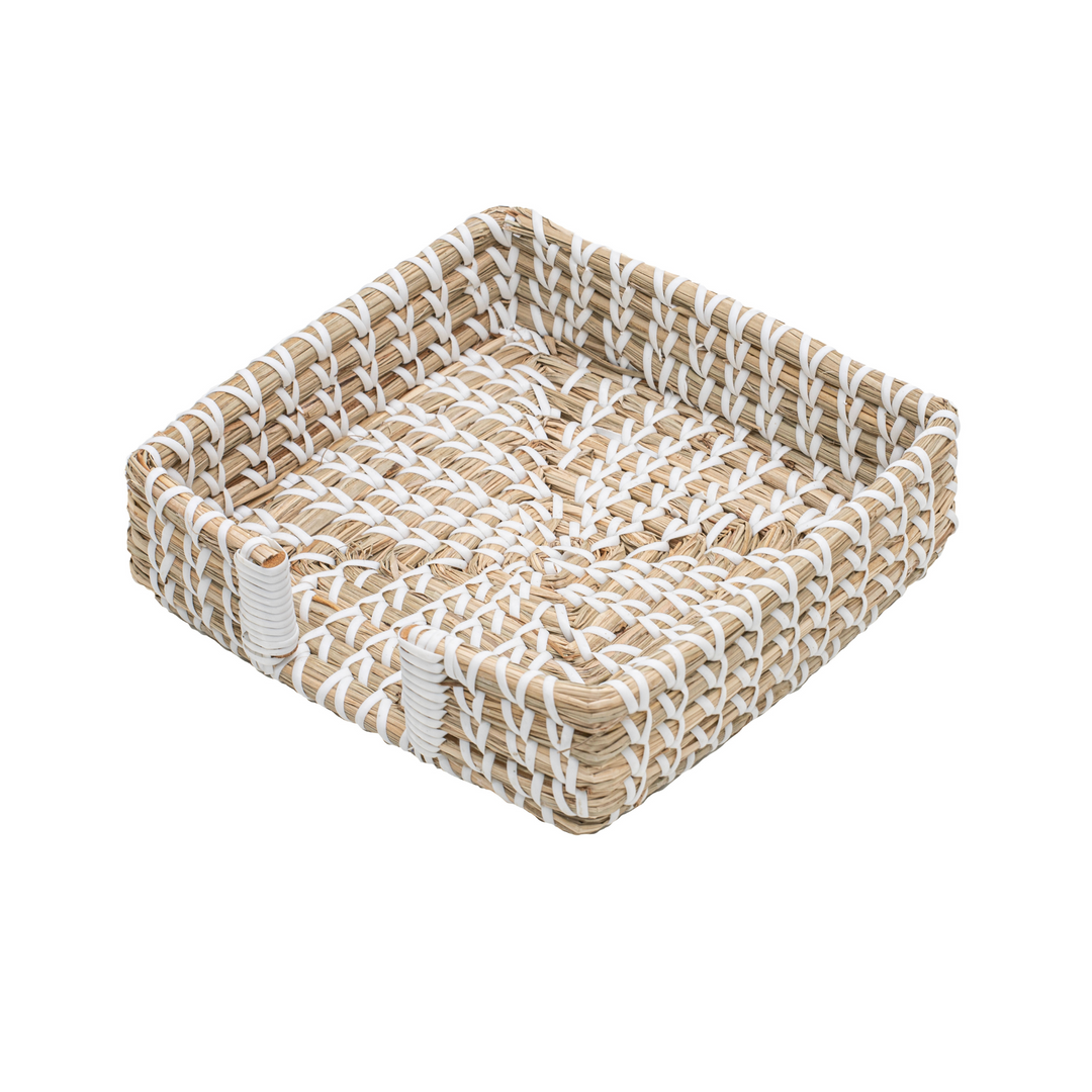 Ladelle Seagrass Woven White Napkin Holder | Merchants Homewares