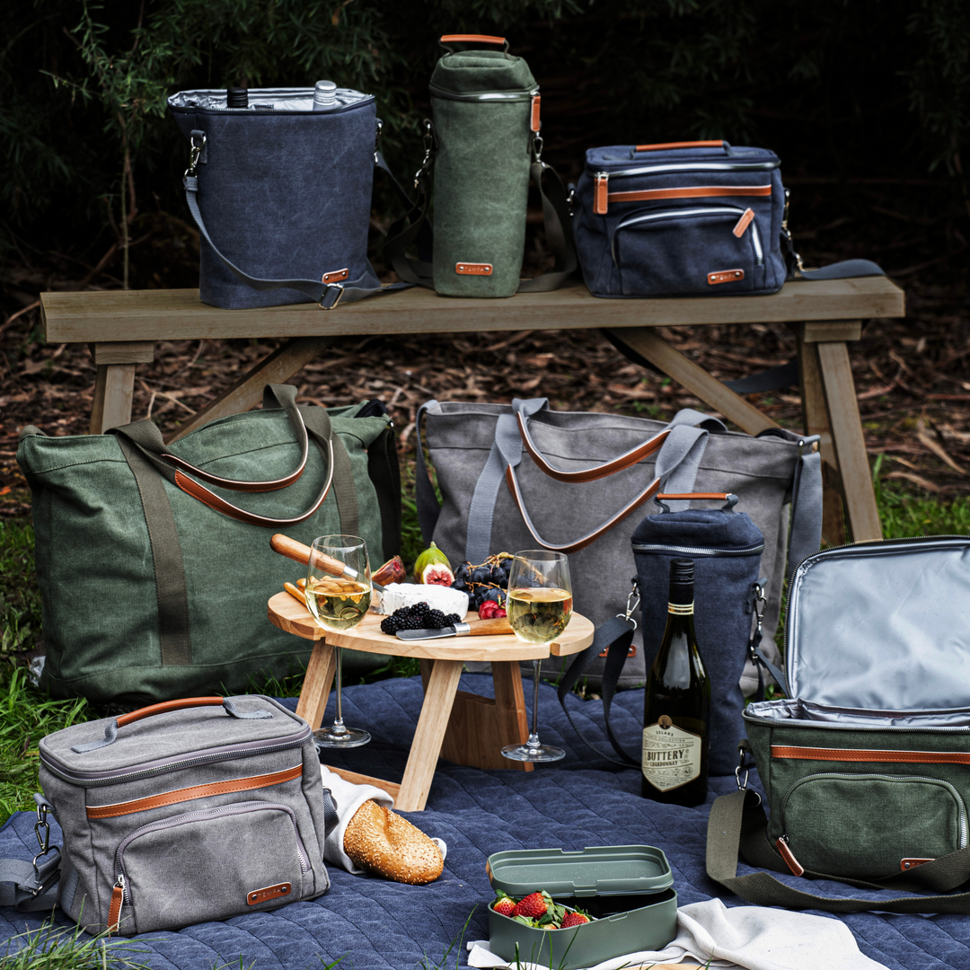 Ladelle Tempa Kayce Navy Insulated Cooler Bag Lifestyle | Merchants Homewares