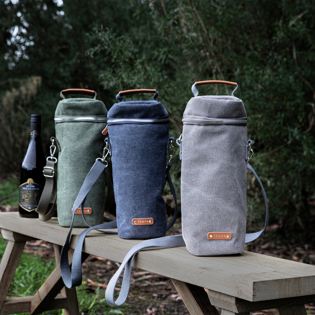 Ladelle Tempa Kayce Navy Insulated Single Wine Bag Lifestyle | Merchants Homewares