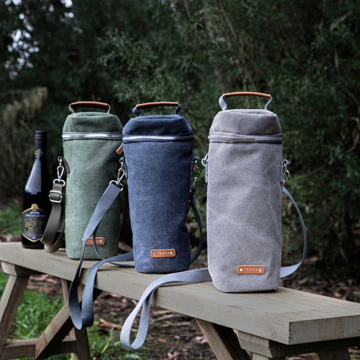 Ladelle Tempa Kayce Navy Insulated Single Wine Bag Lifestyle | Merchants Homewares