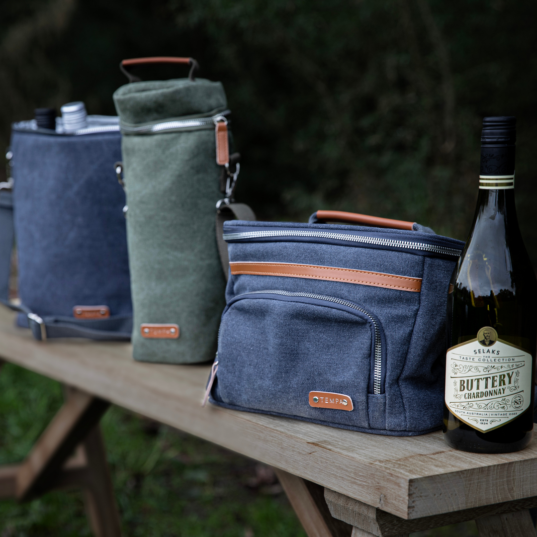 Ladelle Tempa Kayce Olive Green Insulated Single Wine Bag Lifestyle | Merchants Homewares