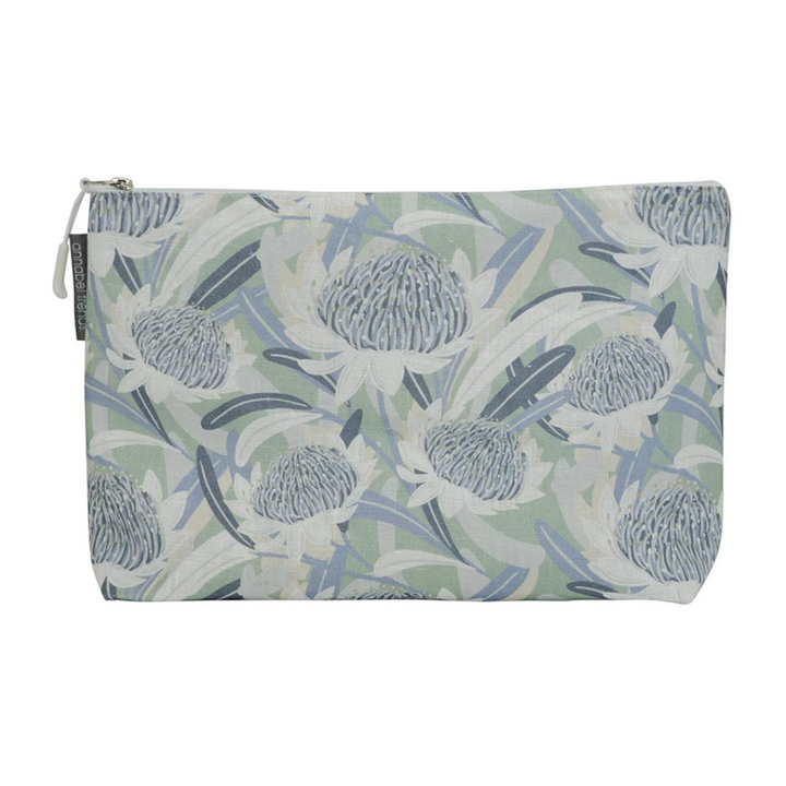 Linen Cosmetic Bag Large Waratah Blue | Merchants Homewares