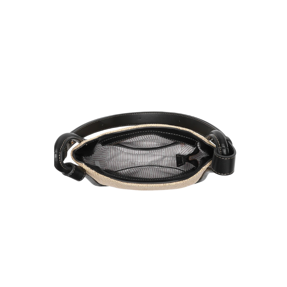 Louenhide Clare Shoulder Bag Raffia Black Open | Merchants Homewares