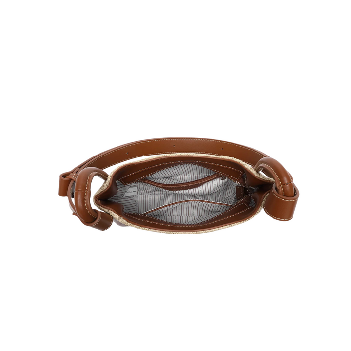 Louenhide Clare Shoulder Bag Raffia Tan Open | Merchants Homewares