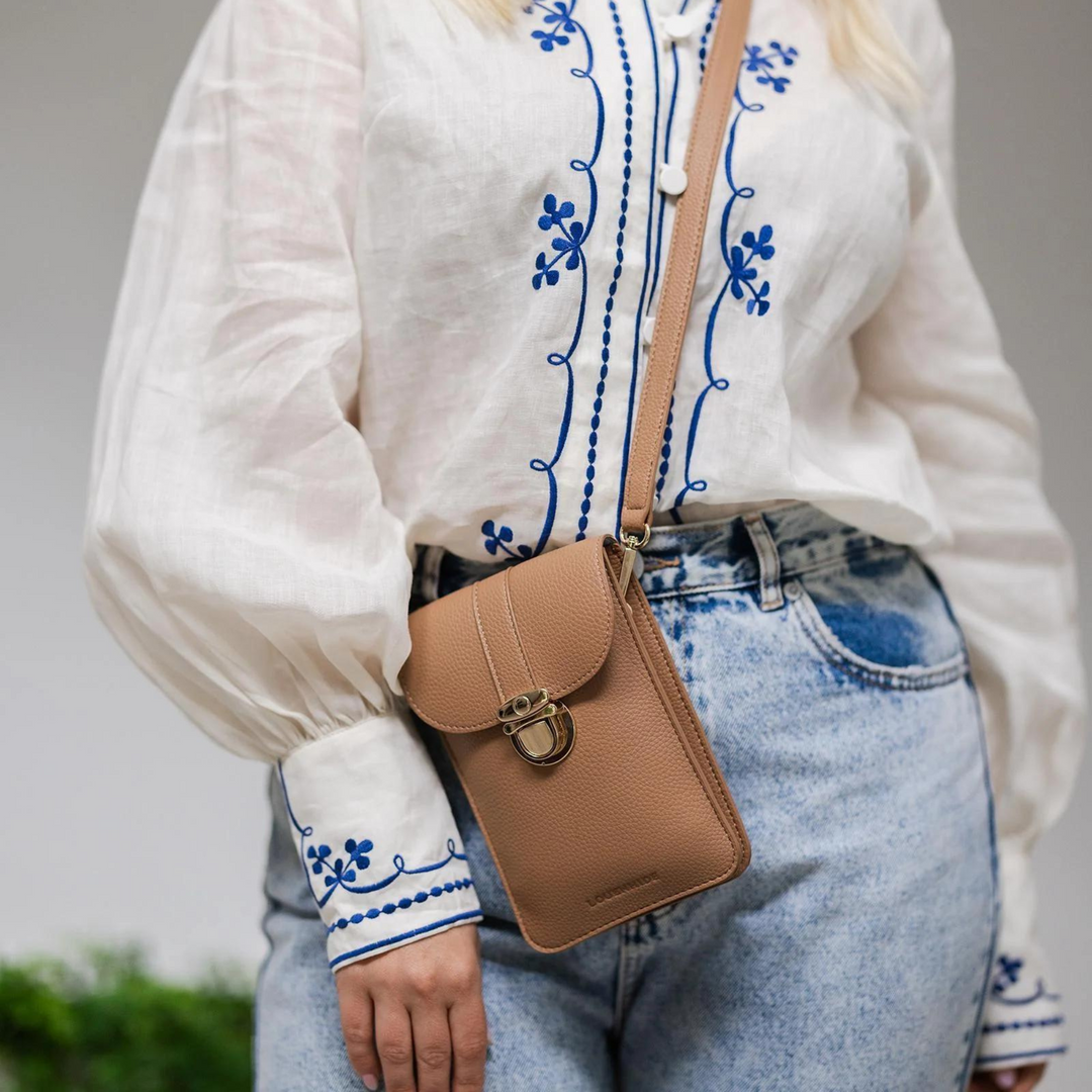 Louenhide Fontaine Phone Crossbody Bag Latte Lifestyle | Merchants Homewares