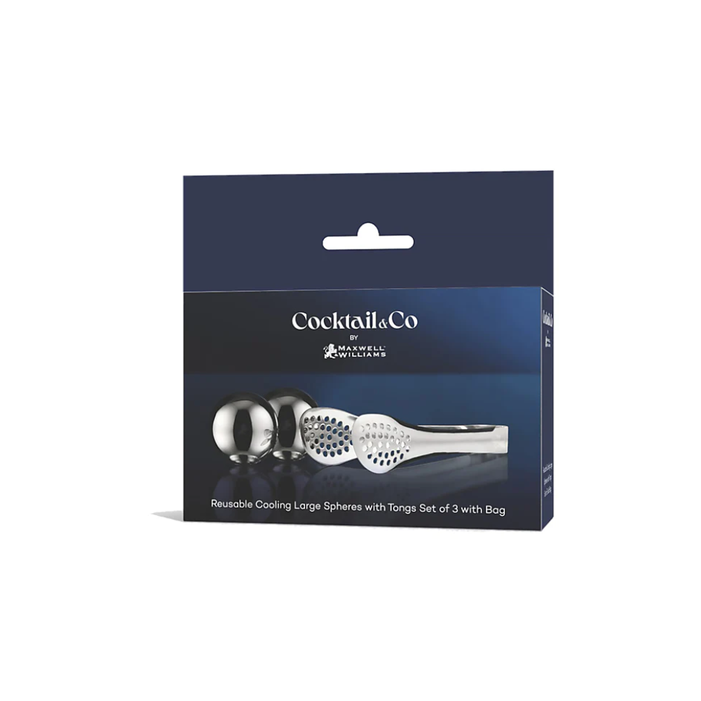 Maxwell & Williams Cocktail & Co Reusable Ice Ball Set of 2 with Tongs Packaged | Merchants Homewares