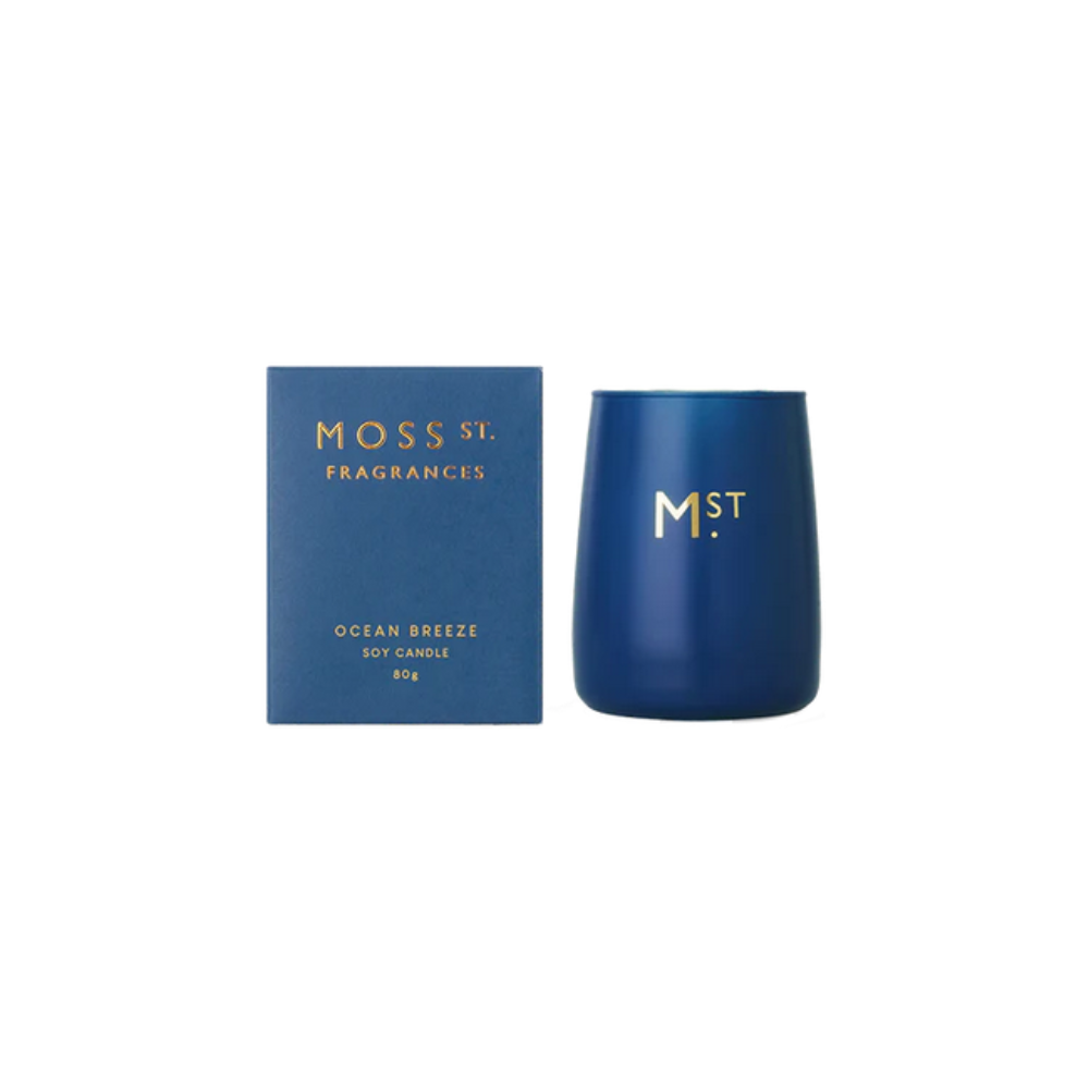 Moss St Candle Ocean Breeze 80g Open & Packaged | Merchants Homewares