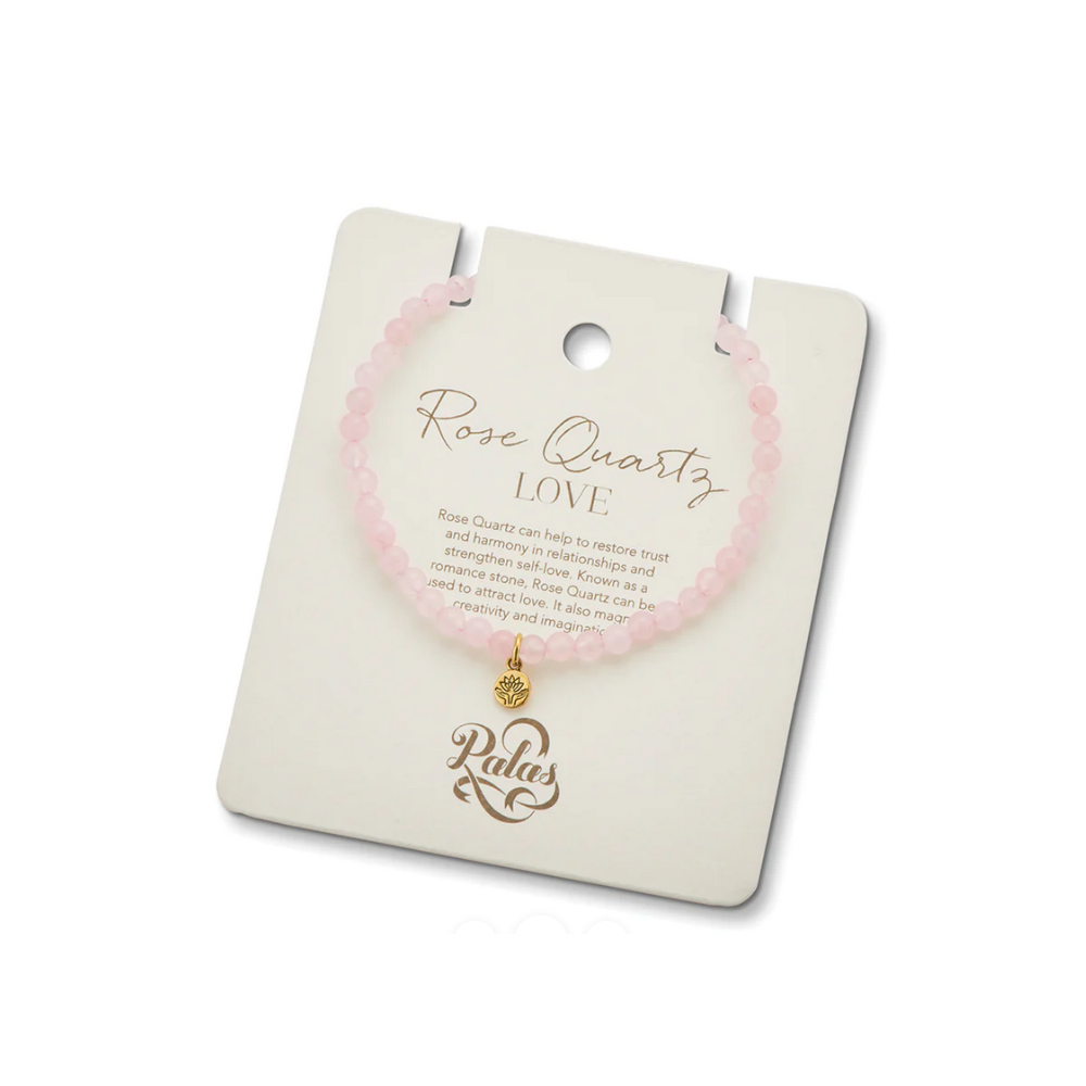 Palas Gem Bracelet Rose Quartz On Card | Merchants Homewares