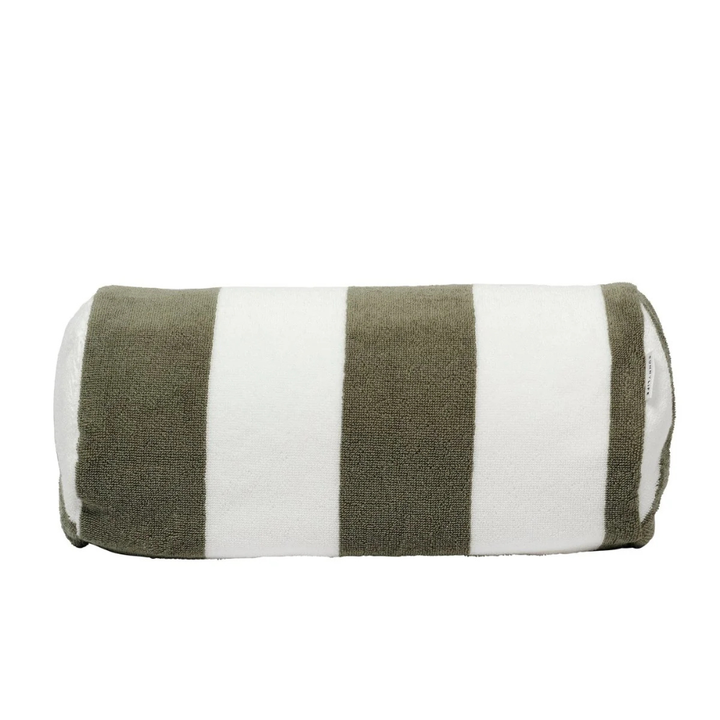 Sunnylife Inflatable Beach Pillow The Vacay Olive Stripe | Merchant Homewares