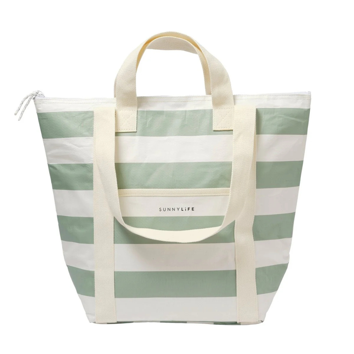 Sunnylife Light Cooler Tote La Palma Sage Stripe | Merchant Homewares