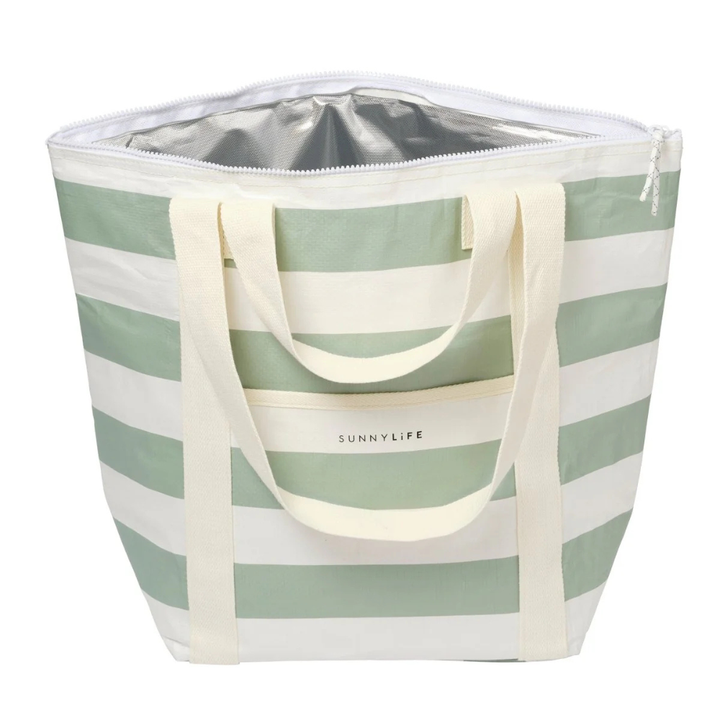 Sunnylife Light Cooler Tote La Palma Sage Stripe | Merchant Homewares