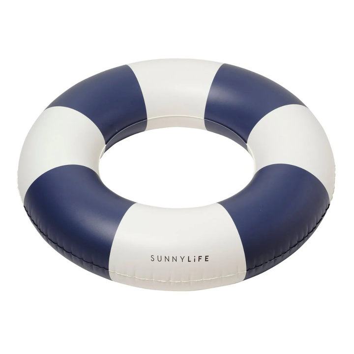 Sunnylife Slim Tube Pool Ring Navy Stripe | Merchant Homewares