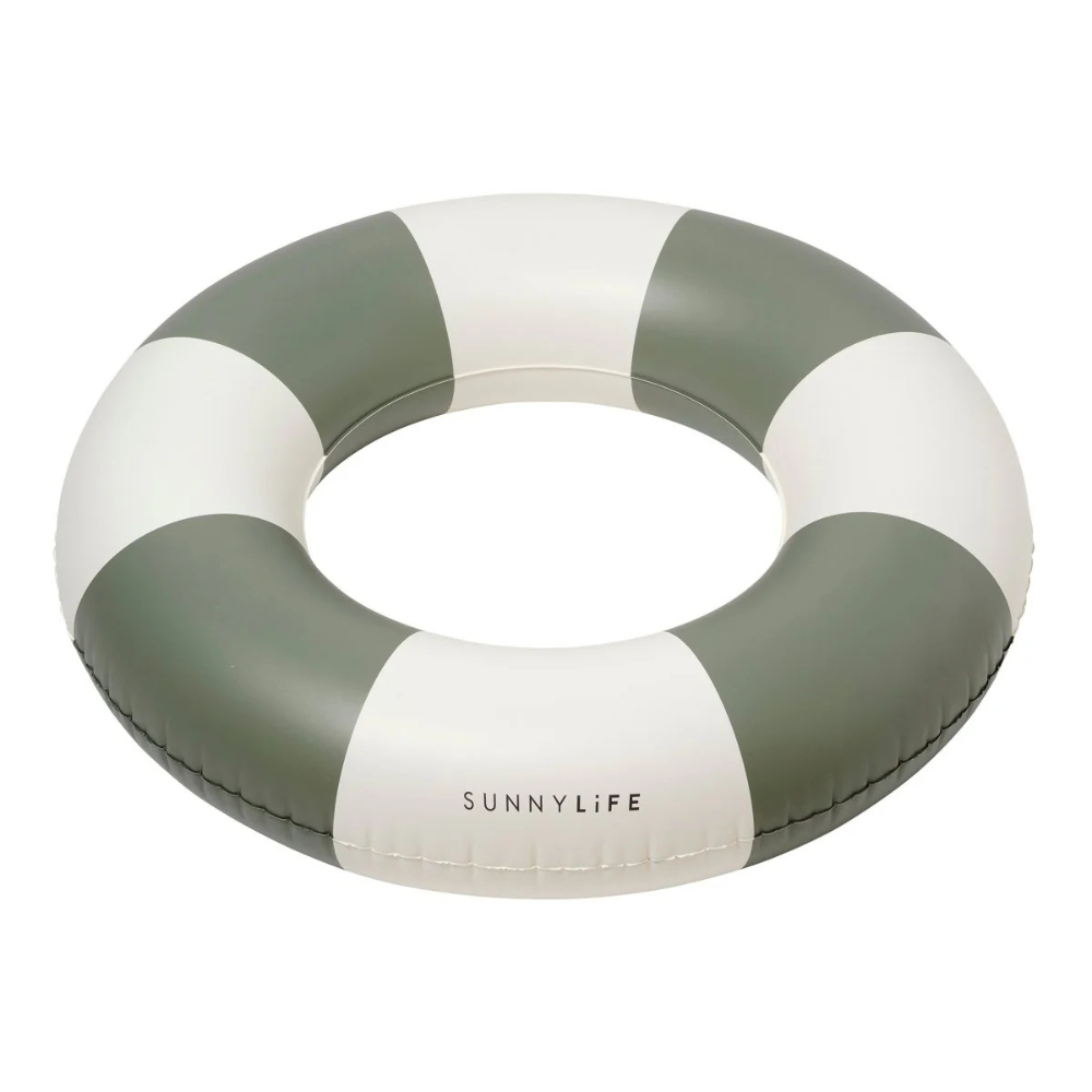 Sunnylife Slim Tube Pool Ring Olive Stripe | Merchant Homewares