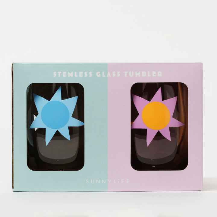 Sunnylife Stemless Glass Tumblers Utopia Packaged | Merchants Homewares