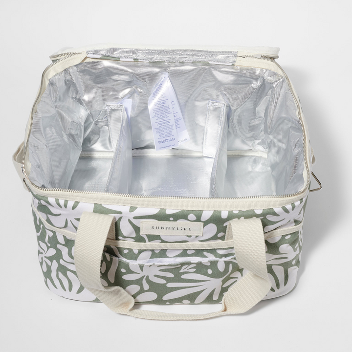 Sunnylife Canvas Cooler Bag The Vacay Olive Open | Merchants Homewares