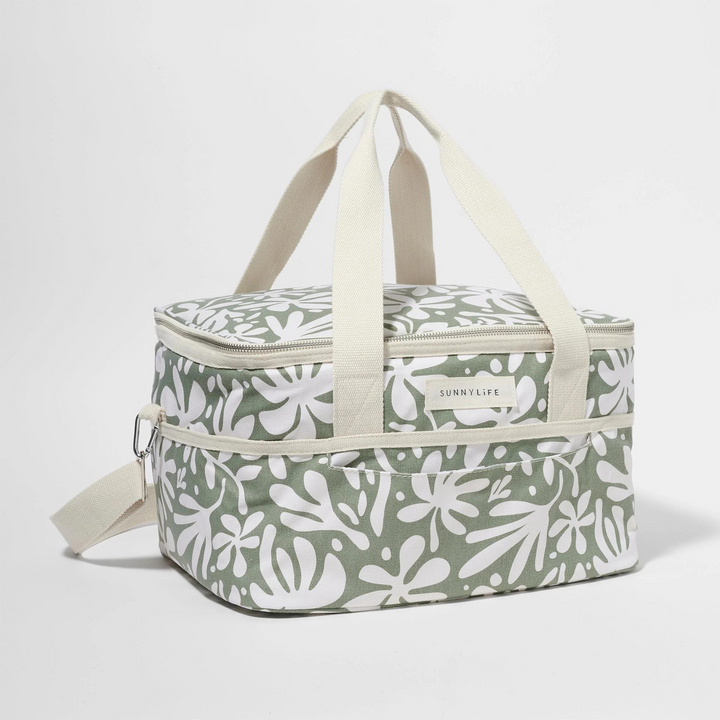 Sunnylife Canvas Cooler Bag The Vacay Olive | Merchants Homewares