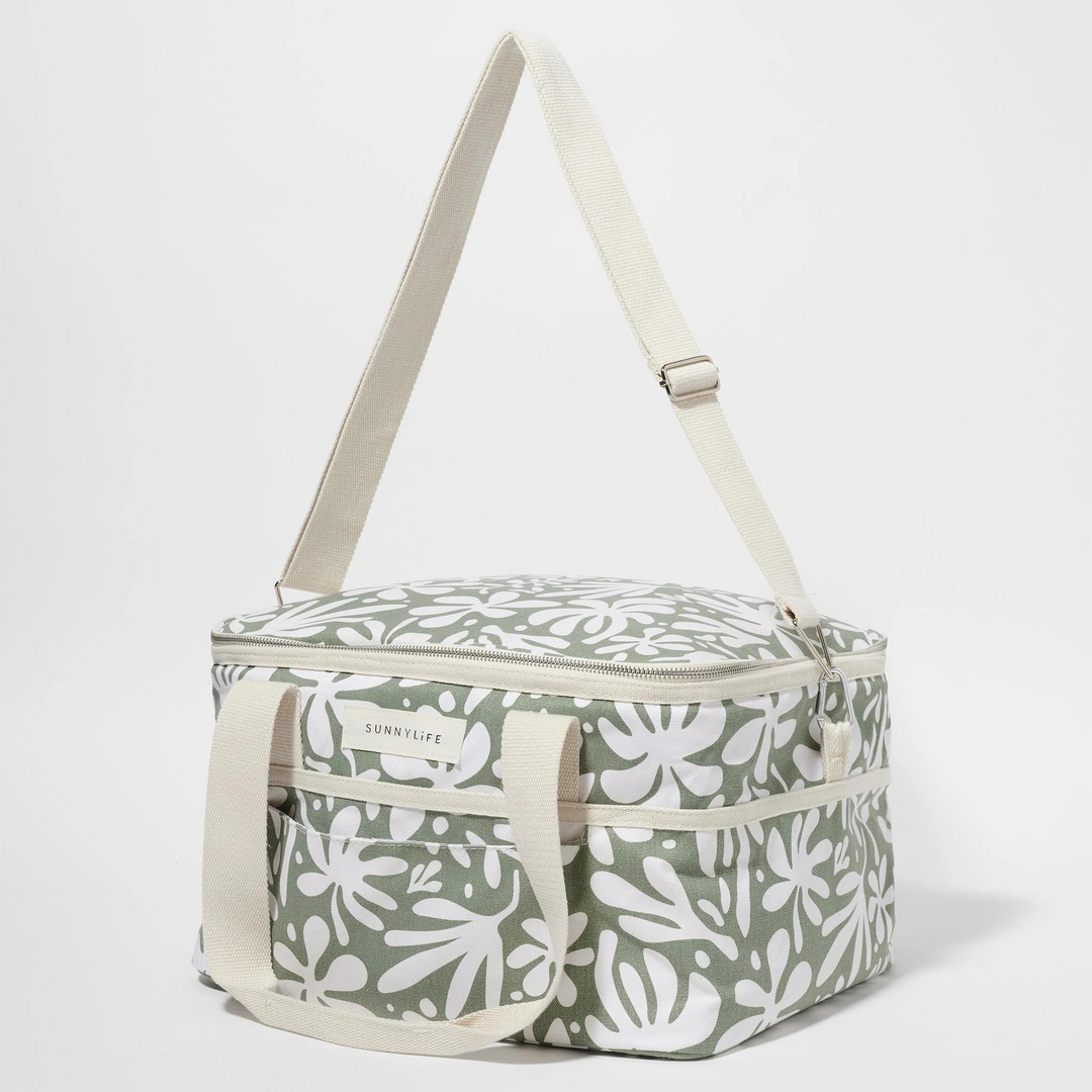 Sunnylife Canvas Cooler Bag The Vacay Olive | Merchants Homewares