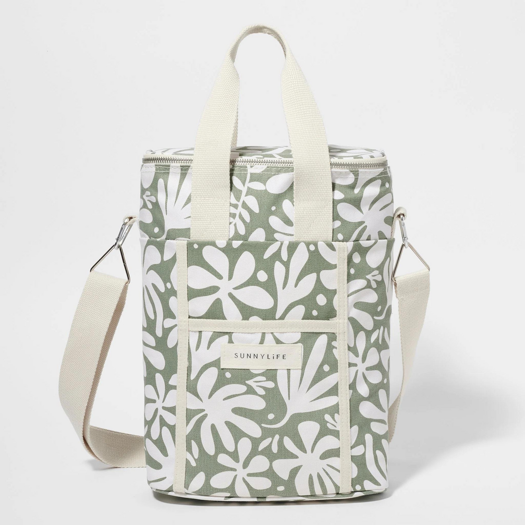 Sunnylife Canvas Drinks Cooler Bag The Vacay Olive | Merchants Homewares