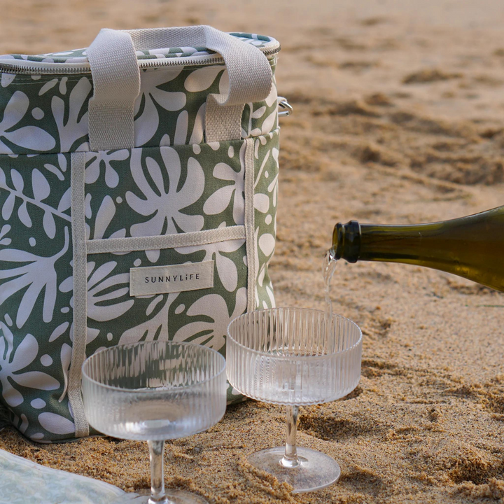 Sunnylife Canvas Drinks Cooler Bag The Vacay Olive Lifestyle | Merchants Homewares